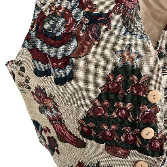 🌼 Vintage Christmas Tapestry Vest 🎄 NWT 🎄 - Picture 3 of 7